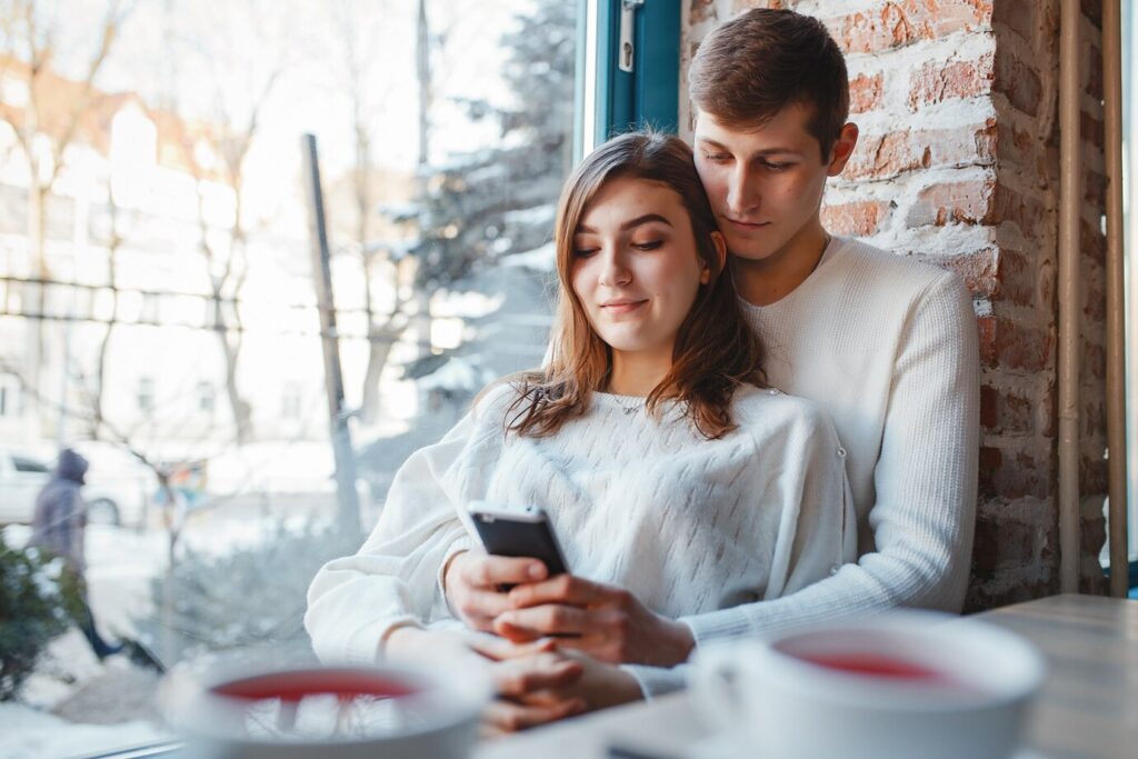Couple in a cafe