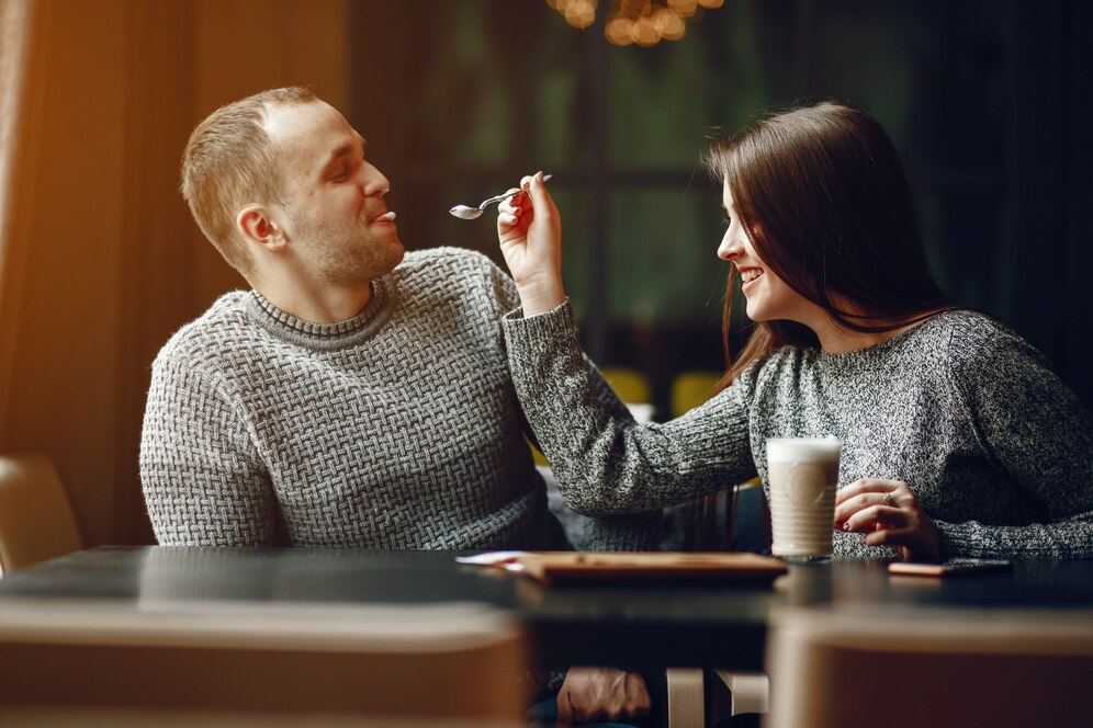 Couple in a cafe