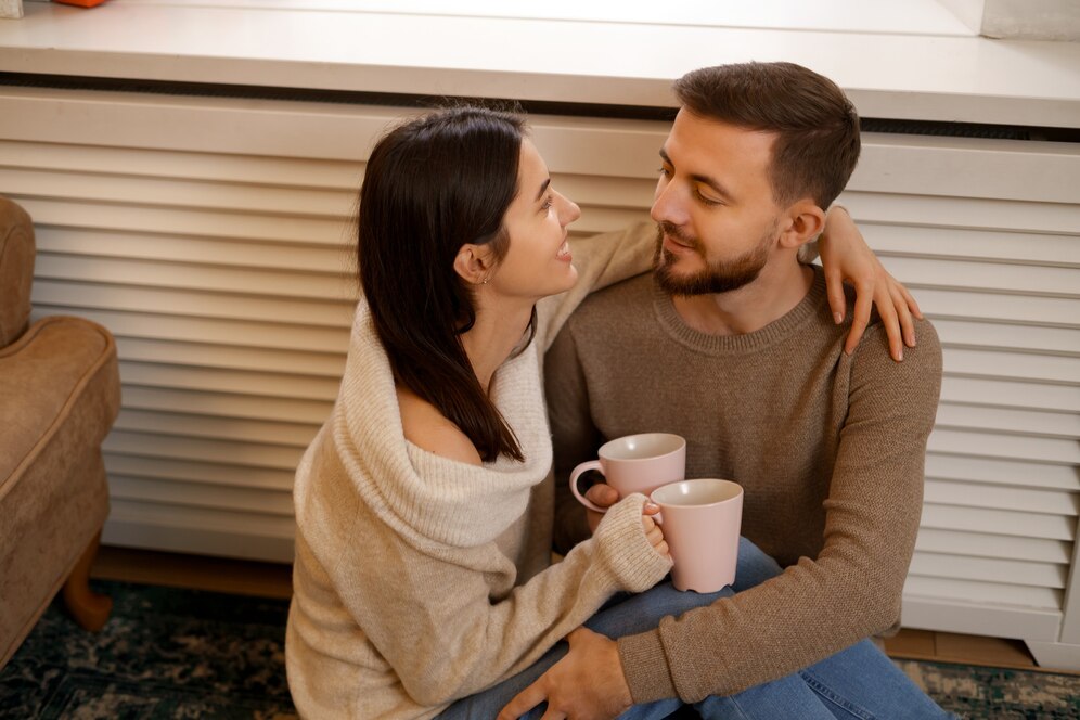 Romantic couple at home